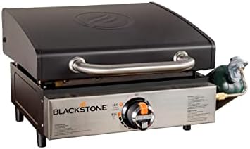 Blackstone 1814 Stainless Steel Propane Gas Portable, Flat Top Griddle Frill Station for Kitchen, Camping, Outdoor, Tailgating, Tabletop, Countertop – Heavy Duty & 12, 000 BTUs, 17 Inch, Black