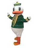 FurryWu Premium Oregon Duck College School Team Animal Mascot Costumes & COOL FANS & COOL ICE VESTS Inside (Green, L: 5'9' to 5'11')