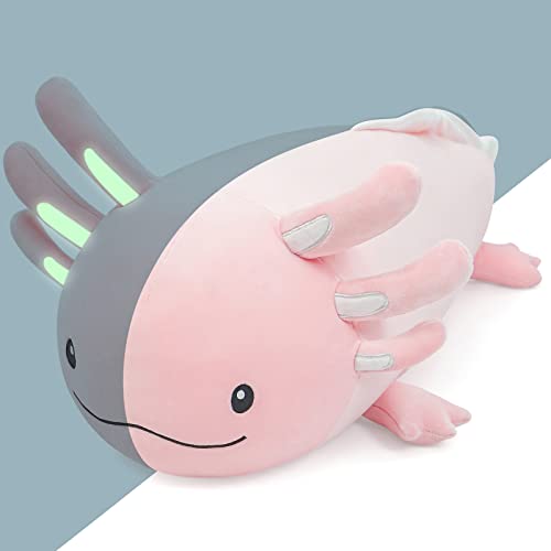 Image of Niuniu Daddy 24in Pink Axolotl Plush Toy - Luminous Stuffed Animal Plushies
