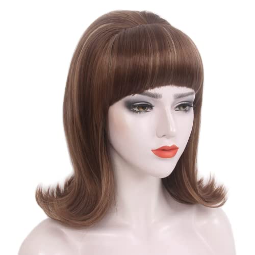 STfantasy Beehive 60s Wigs Gothic Wigs for Women Mrs Claus Fancy Dress Costume Cosplay Party Hair (Ash Brown) - Image 2