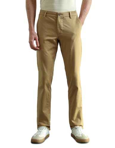 Image of Arrow Sport Men Slim fit Cotton SolidMid Rise waistTrousers
