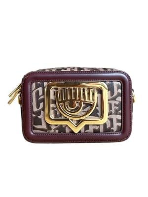 Chiara Ferragni Eyelike Camera Bag, Borsa a tracolla, stampa gotica, marrone, marrone
