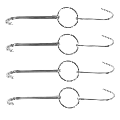 INOOMP 4pièces Crochets à Bacon Doubles Acier Inoxydable Pour Barbecue Volaille Jambon Séchage Cuisson Grillades Suspension Camping Activités Extérieures