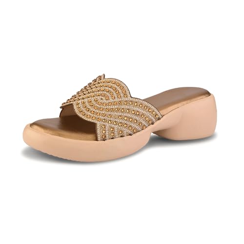 Image of Centrino Women's Sandals | Stylish Slip-On Sandals for Ladies |Elegant Slide Sandals with Butterfly Studded Embellishment Design | Lightweight and Durable Fashion Footwear (9310)