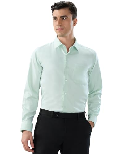 Image of Park Avenue Men Modern Slim Fit Solid Pattern Cotton Polyester Blend Semicutaway Collar Full Sleeve Formal Shirt