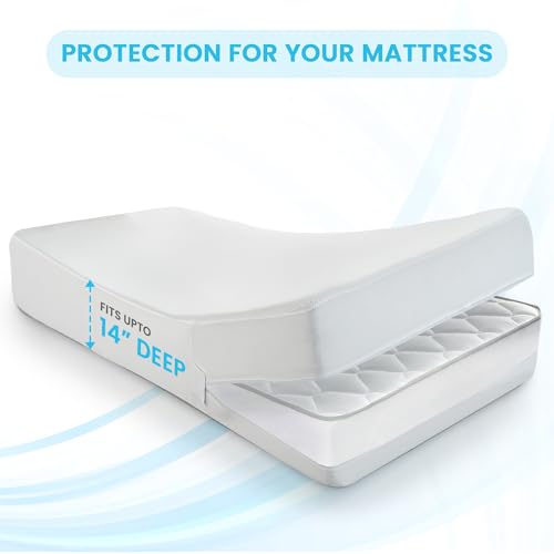LUX Décor Queen Zippered Mattress Encasement - Bed Bug Proof, 100% Waterproof Mattress Protector - 14 Inches Deep All Sided Cover, Noiseless - 60X80