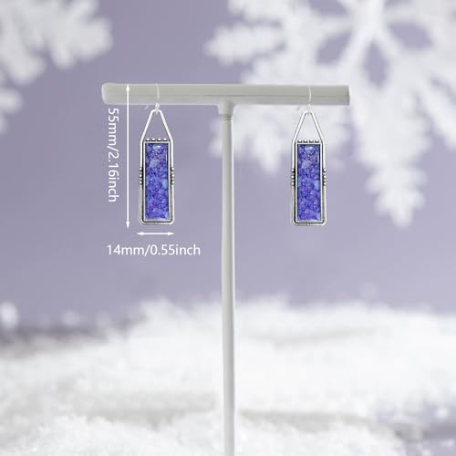 JIMARIN Handmade Bohemian Tribal Retro Colorful Square Bar Dangle Drop Earrings National Style Lightweight Vintage Silver Geometry Hook Earrings for Women (Purple) by JIMARIN - Used condition - Image 5
