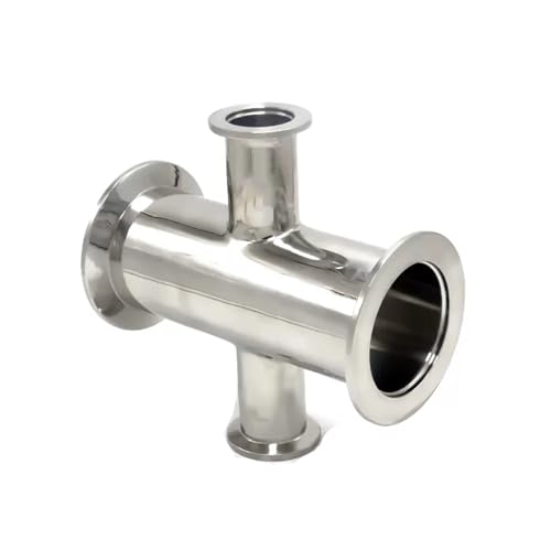 DEBLAN KF16 KF25 to KF40 KF50 Vacuum Variable Diameter Cross Flange Tube Fast-Installation Vacuum Flange Fitting Variable Four-Way Joint(KF40 to KF16)