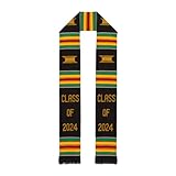 EVS - Estola de graduación tradicional de tela Kente, bufanda de graduación, icónica estola de graduación tejida a mano | Clase de, Negro 2024, Talla única