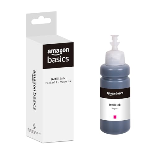 amazon basics T664 Refill Ink | Compatible with Epson L130/L360/L380/L361/L565/L210/L220/L310/L350/L355/L365/L385/L405/L455/L485 Printers | Leak-Proof (70ml, Magenta)