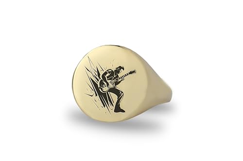 Bague de déclaration rockstar gravée et bijoux guitariste personnalisé
