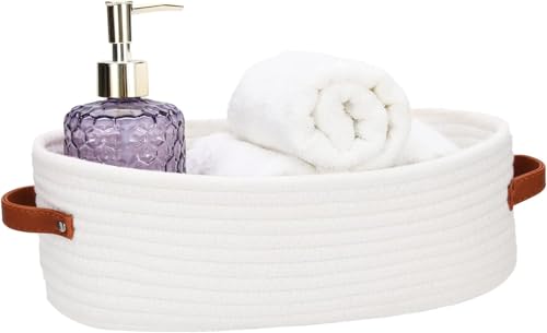 Catálogo para Comprar On-line Cestas del mes. 44 Cesta de Almacenamiento para Encimera de Baño, Cesta para Baño Tejida con Cuerda de Algodón, Cesta Decorativa de Papel Higiénico, con mango de cuero,Adecuada para Baño,...