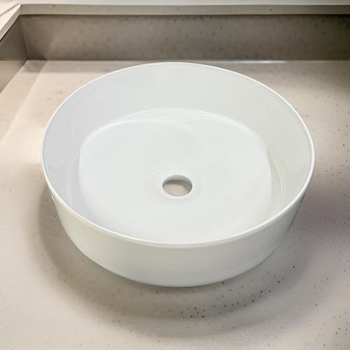 Image of SEA SHORE White Imported Ceramic Table Top Wash Basin, Slim Rim Vessel Sink for Bathroom & Living Room