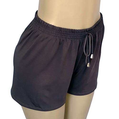Short Feminino Curto Soltinho de Suplex (Liso ou Estampado) - PP(38) ao GG(46) (05A - Cinza Escuro,