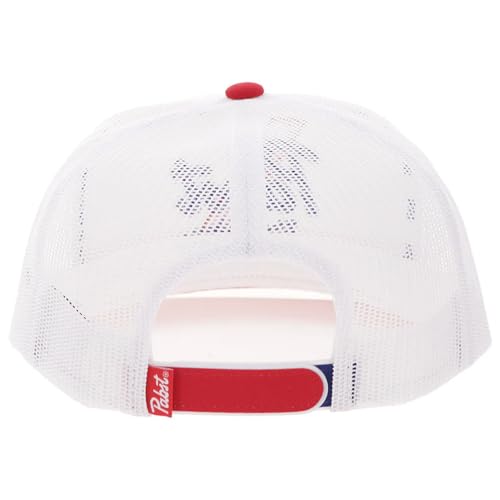 Image of HOOEY Officially Licensed Pabst Blue Ribbon One Size Fits All Adjustable Snapback Hat for Men and Women Mesh Back Trucker Hat