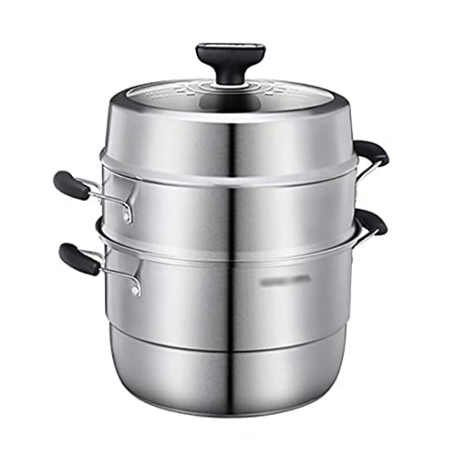 Vaporera/olla, vaporera espesada de acero inoxidable 304 for el hogar (26/28/30 cm), asas frías al tacto, for estufa de Gas/cocina de inducción(30cm)
