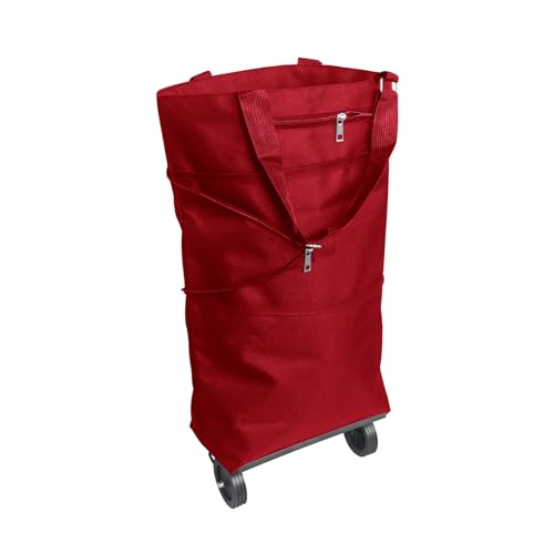 Beowanzk Collapsible Foldable Shopping Trolley on Wheels for Supermarket & Grocery Shopping (Red), no - Image 4