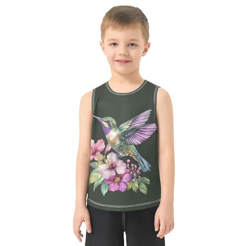 Hibiscus Flower Dark Boys Tank Tops Sleeveless Tank Top Shirts Undershirts for Sports,3T2