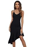 CMZ2005 Womens Backless Adjustable Spaghetti Straps Mini Dress Sexy V Neck Ruffles Cocktail Party Dr