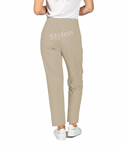 URBAN STITCH Womens Trouser Casual Wear Elasticated High Waist Pants Light Weight Straight fit Stretchy Trousers (14, Beige) - Image 4