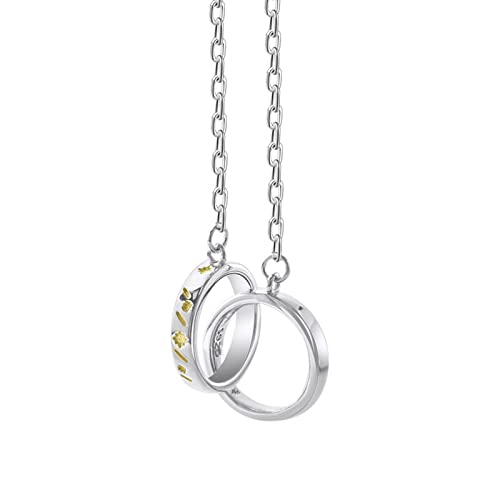 Collier couple argent anneaux entrelacés soleil et lune le symbole de l'amour