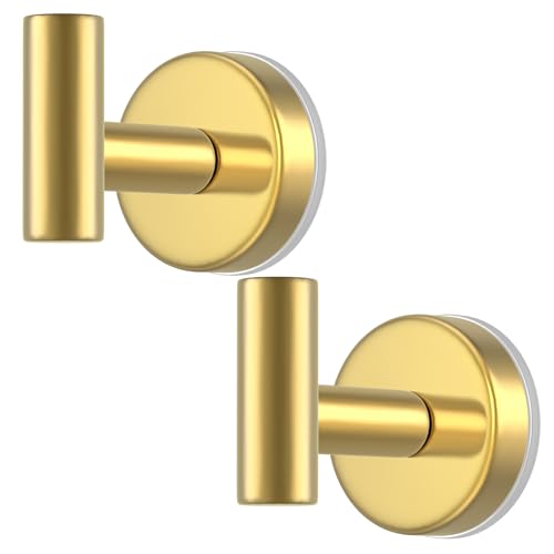 Image of Suction Cup Hooks for Shower, Stainless Steel Shower Hooks for Hanging Towels, Robes, Bath Balls, Towel Hooks for Bathroom Wall, Glass Door, Kitchen, Mirror, Tile (2 Pack,Gold)
