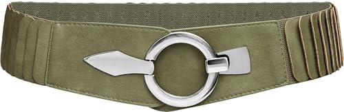 Caspar GU300 Damen elastischer breiter Stretch Taillengürtel, Farbe:olivgrün, Gürtelgröße:83 [für Körperumfang 90-110 cm]