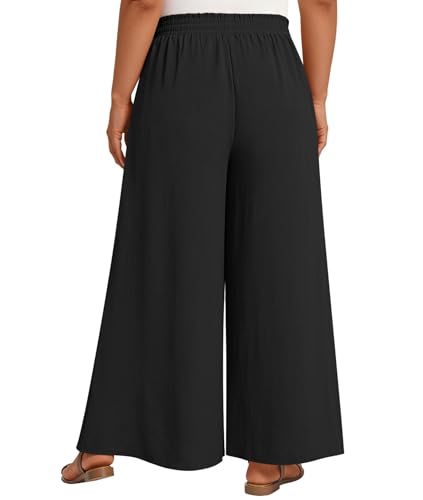 LONGYUAN High-Waist Wide-Leg Palazzo Pants (Black) — view 4