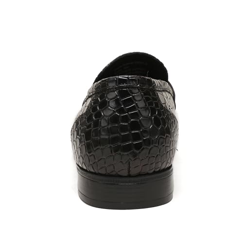 Image of Classic Leather Dress Shoes for Men, Premium Alligator Printed Bussiness Dress Slip on Loafer for Mens