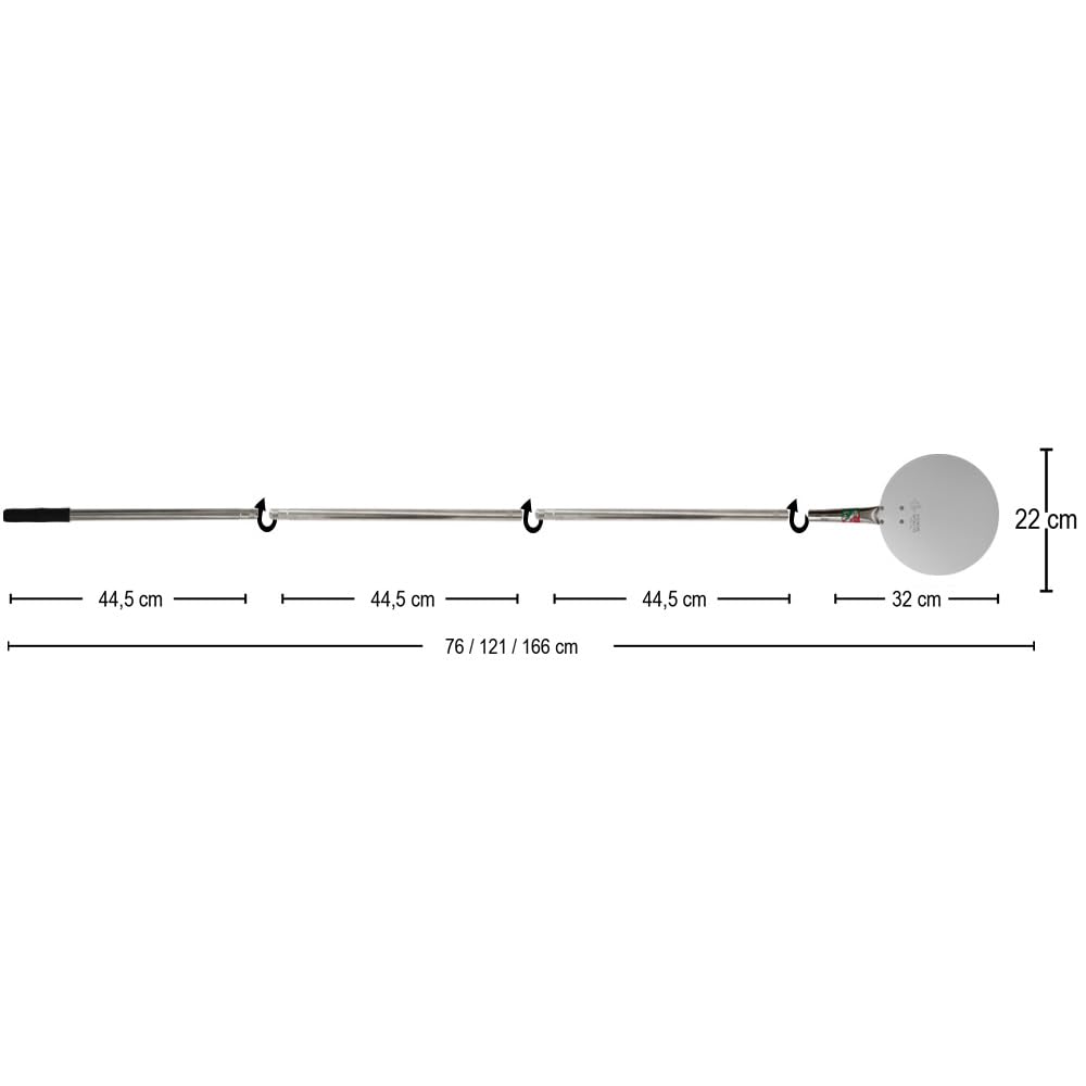 Giemme - Set 4 Pale per Pizza Professionali con Manico Smontabile - Lunghezza Regolabile - Per Pizze fino a Ø 33 cm - Pale da Forno Allungabili in Acciaio