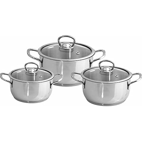 DESTALYA 6 Piece Pot Set with Lid Stainless Steel Cookware Set Silver (Mini Pot Set) Cover