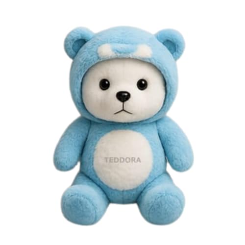 Image of Hoddie Teddy Soft Toy for Girls Boys Kids, Dark Blue, Cap Plush Stuffed Baby Gift Birthday, 30 cm