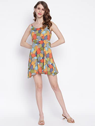 Image of IQRAAR Womens Rayon Printed Fit & Flared Dress