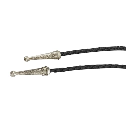 Image of Daisy Del Sol Bolo Tie Turquoise Stone Braided Vegan Faux Leather Silver Tips Handmade Necklace Adjustable Boho Western Jewelry