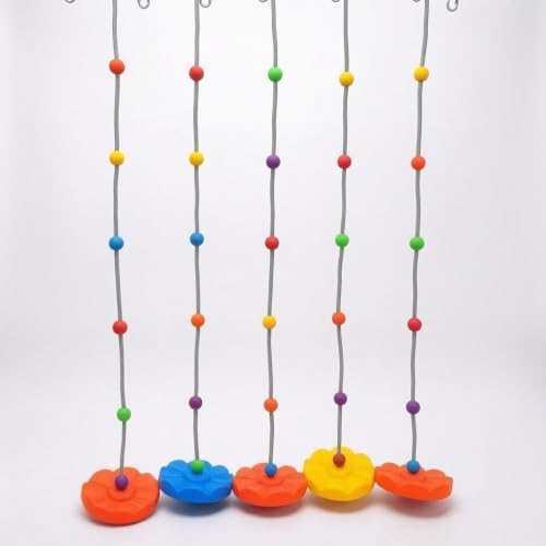 Yunmeryker Columpio de Cuerda y Disco para Niños, Columpio Infantil para Jardín Exterior y Parque, con Cuerda de Escalada y Anillo Gimnástico