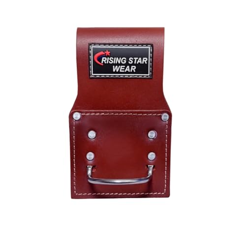 Image of Rising Star Wears Genuine Leather Tool Belt Pouch, 22-Pocket Maroon Tool Bag
