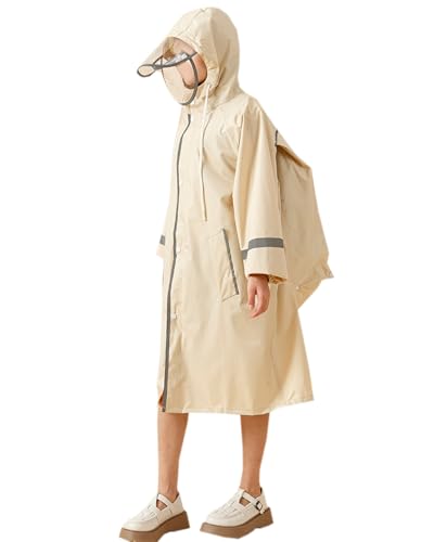 Cromoncent Boys Girls Long Raincoat with Hood and Backpack Position for Children, 6-16 Years2