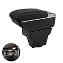 Auto Armlehne Box Kompatibel mit Opel/Vauxhall Astra J 2009-2015 Mittelarmlehne mit 7 USB Doppelschicht Aufbewahrungsbox Schwarzes Leder