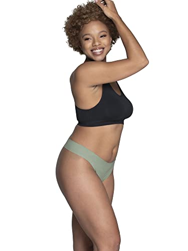 Fruit Of The Loom Women's No Show Seamless Underwear, Amazing Stretch & No Panty Lines, Available In Plus Size, Pima Cotton Blend-Thong-3 Pack-Mango/Nude/Blue #TOP2