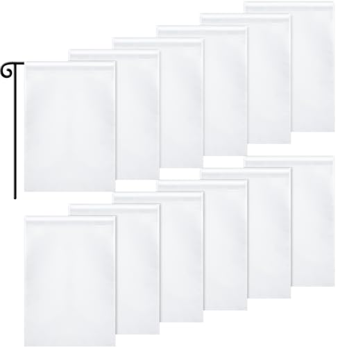 Sublimation Garden Flag Blank Bulk 12x18inch Sublimation Banner Blank Polyester Flags DIY Canvas Sign for Garden Lawn and Yard Courtyard Outside Decoration(12 Pieces)