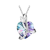 Collar con colgante en forma de corazón con forma de mariposa, collar delicado de cristal brillante para mujer, Zinc, No es una piedra preciosa