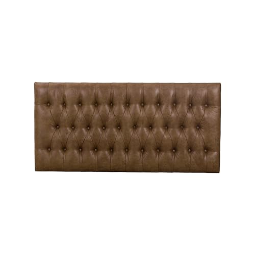 Image of HomePop 58 inch Large Upholstered Bench - Light Brown PU Leather