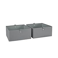 RiverRidge Kids 2pc Folding Storage Bins Set - 10.5\u201D Bin Organizers with Handles - Gray Closet Organizer and Storage for Toys, Games, Shoes - Foldable Cube Storage Organizer Bins for Playroom, Nursery