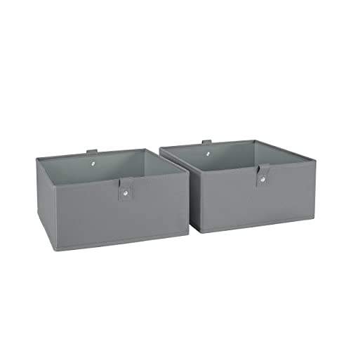 RiverRidge Kids 2pc Folding Storage Bins Set - 10.5” Bin Organizers with Handles - Gray Closet Organizer and Storage for Toys, Games, Shoes - Foldable Cube Storage Organizer Bins for Playroom, Nursery