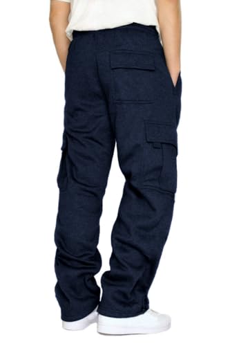 Image of Men's Cargo Sweatpants Casual Fleece Joggers Loose Fit Open Bottom Athletic Pants for Men with Pockets