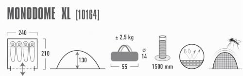 Miniatura 3 de High Peak Monodome Xl Tienda, Azul Gris, 240 X 210 X 130 Cm