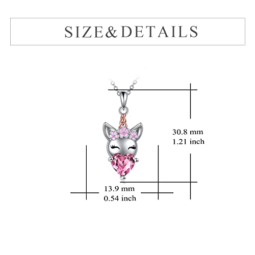 Yfn Unicorn Necklace For Women Girls Pink Cz Stone Heart Pendant Necklace Christmas Birthday Party Jewelry Gift For Daughter Granddaughter Niece #TOP3