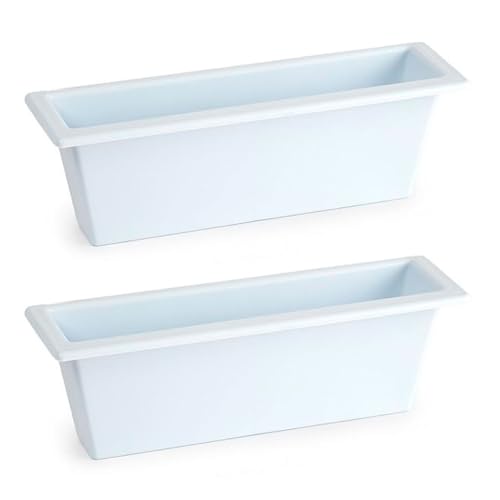 AC - Pack de 2 Jardineras de Plástico para Cementerio, Maceta Rectangular Resistente para Flores Naturales o Artificiales, Fabricado en España (Blanco - 30 cm)