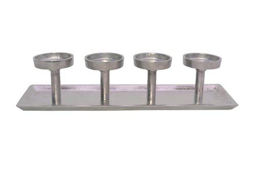 Trendeko Advent arrangement, candle holder, 4 pieces, made of metal, Advent wreath, silver, 40 cm, XL