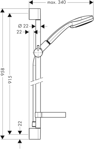 hansgrohe Croma 100 Duschset 0,90m, 4 Strahlarten, Chrom